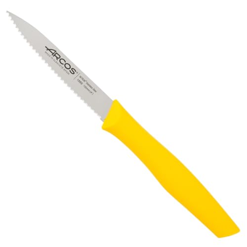 Arcos Küchenmesser Serrado - Edelstahl NITRUM, 100 mm - Obst und Gemüse Schälen - Rutschfester Polypropylen-Griff - Serie Nova von Arcos