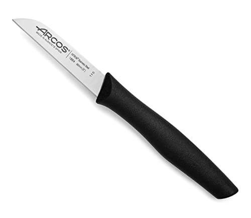 Arcos Schälmesser aus Nitrum Edelstahl 80 mm - Ergonomischer Griff aus Polypropylen, Ideal für Schälen von Obst und Gemüse - Schwarz, Serie Nova von Arcos