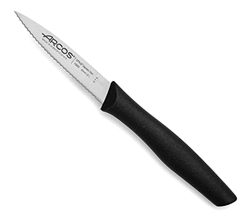 Arcos Küchenmesser Serrado - Edelstahlklinge 85 mm - Ideal zum Schälen von Obst und Gemüse - Schwarzer Polypropylen-Griff - Serie Nova von Arcos