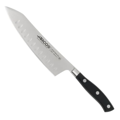 Arcos Serie Riviera - Rocking Santoku Messer - Klinge aus geschmiedetem NITRUM 180 mm - Griff aus Polyoxymethylen (POM) Farbe Schwarz von Arcos