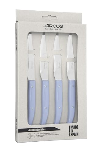 Arcos Serie Steak Basics – 4-teiliges Steakmesser-Set – Klinge aus Nitrum-Edelstahl 110 mm – glatte Schneide – Griff aus Polypropylen – Farbe Blau von Arcos