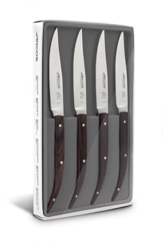 Arcos Steakmesser Set 4-teilig - Edelstahlklinge 110 mm, Palisandergriff, Perfekt für Fleisch - Serie C von Arcos