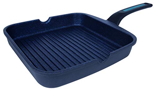 ARCOS Thera Antihaft-Grillpfanne 28x28 cm für Induktion, Gas und Glaskeramik Grill aus Gusseisen mit abnehmbarem ergonomischem Griff und SPÜLMASCHINENFEST Farbe Schwarz und Blau. von Arcos