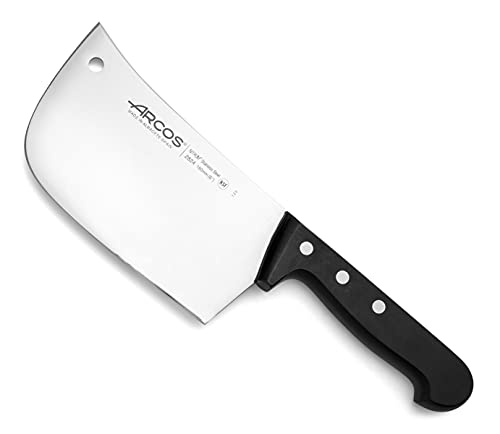 Arcos Hackmesser für Knochen und Fleisch 160 mm - Rechteckiges Design aus Edelstahl, Griff aus Polyoxymethylen - Schwarz, Serie Universal von Arcos