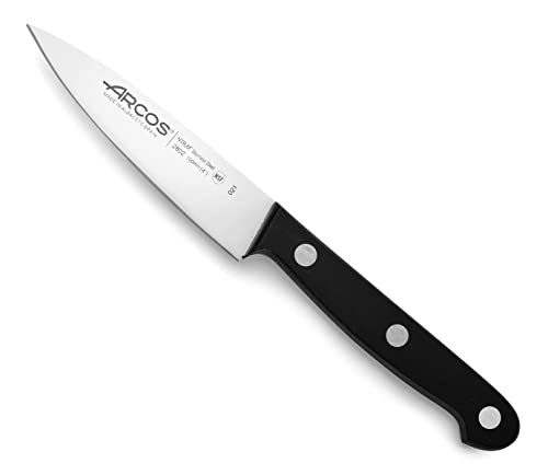 Arcos Schälmesser aus Edelstahl 10 cm - Professionell für Schälen von Obst und Gemüse, Ergonomischer Griff aus Polyoxymethylen - Schwarz, Serie Universal von Arcos