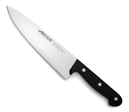 Arcos Küchenmesser aus Edelstahl mit Klinge von 200 mm - Chefmesser für Fleisch, Fisch, Geflügel, Obst und Gemüse - Ergonomischer Griff aus Polyoxymethylen, Serie Universal, Farbe Schwarz von Arcos