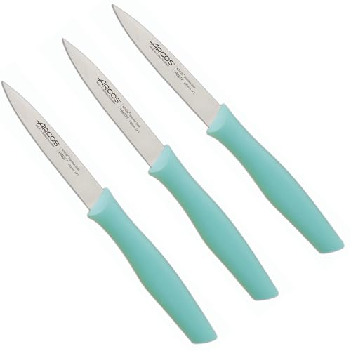 Arcos | Set 3 Schälmesser | Messer Schälmesser | Kartoffelschälermesser | Edelstahl NITRUM | Klinge 100 mm | Ökologische Verpackung | Farbe Minze von Arcos