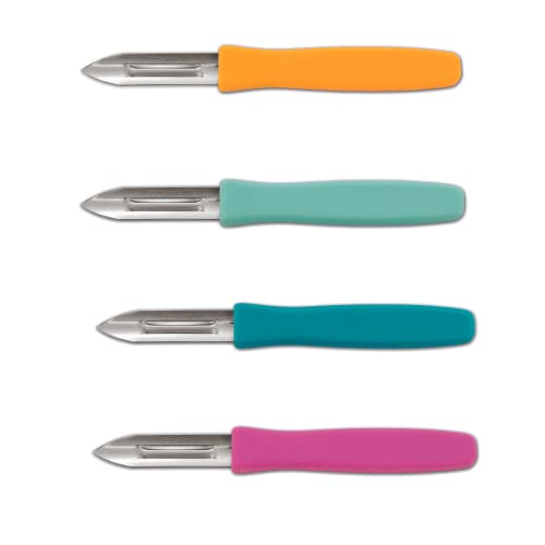 Arcos Set mit 4 farbigen Kartoffelschälern | 4-teiliges Messer | Kartoffelschälmesser | Edelstahl | Klinge 60 mm | spülmaschinenfest | umweltfreundliche Verpackung | mehrfarbig von Arcos