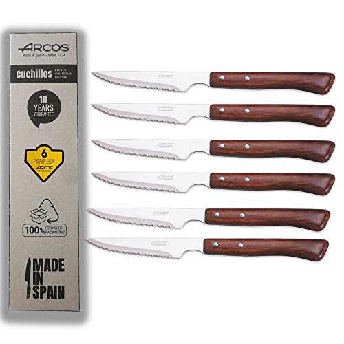 Arcos | Steakmesser | Messer Bögen Holz | Bögen Steakmesser | 6-teiliges Set | Steakmesser | Holzgriff | Eco Verpackung von Arcos