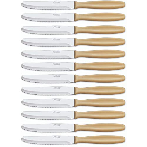 Arcos Table Messer - Box 12 Stück Dessertmesser Tischmesser Tafelmesser - Klinge Nitrum Edelstahl 105 mm - HandGriff Polypropylen Farbe Braun (12 pcs) von Arcos