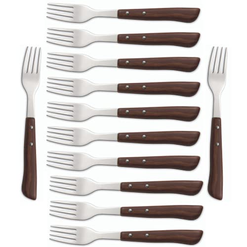 Arcos Table Messer - Box 12 Stück Steakgabel Tischgabel Tafelgabel - Edelstahl 18/10 und 200 mm - HandGriff Polypropylen Farbe Braun (12 pcs) von Arcos