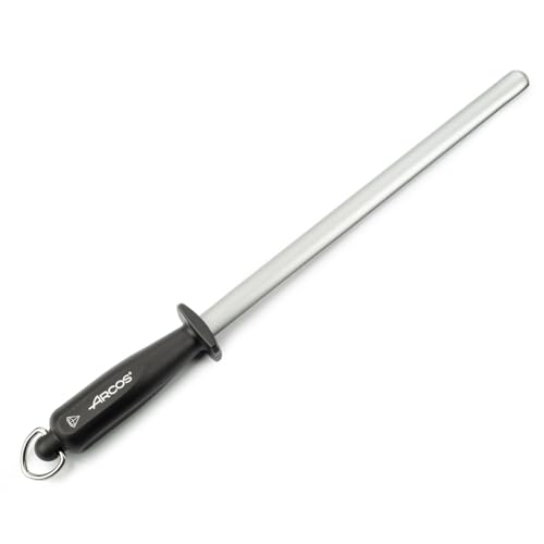 ARCOS Messerschärfer Manuell 28 cm - Körper aus Verchromtem Kohlenstoffstahl und Polypropylen, Professioneller Schärfer mit Ovalem Körper - Schwarz von Arcos