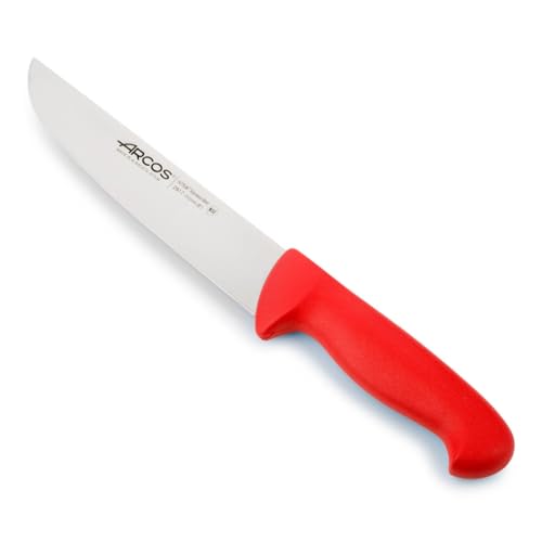 Arcos Fleischermesser mit Nitrum Edelstahlklinge 20 cm - Professionelles Küchenmesser zum Schneiden von Fleisch, Fisch und Gemüse - Ergonomischer Griff aus Polyoxymethylen, Serie 2900, Farbe Rot von Arcos