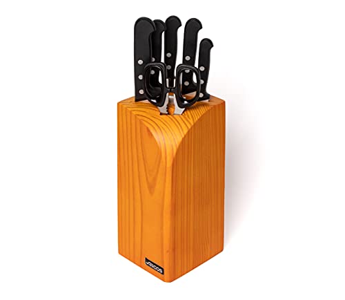 Arcos Serie Universal - Geschenkbox Küchenmesser-Set 6 Stück (5 Messer + 1 schere) - Klinge Nitrum Edelstahl - HandGriff Polyoxymethilen (POM) - Kiefernholzblock von Arcos