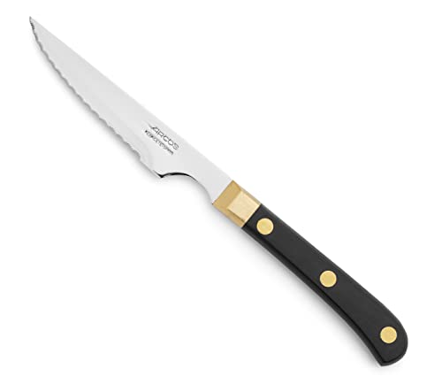 Arcos 375000 Table Messer - Steakmesser Tafelmesser - Klinge Nitrum Edelstahl 115 mm - HandGriff Polyoxymethylen (POM) Farbe Schwarz und Gold von Arcos