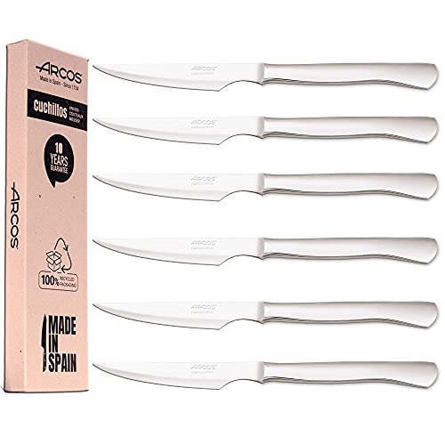 Arcos Fleischmesser-Set | 6 Stück | Steakmesser Marke Arcos | Edelstahl-Besteck | Klinge 110 mm | Monoblock-Griff | Spülmaschinenfest | umweltfreundliche Verpackung von Arcos