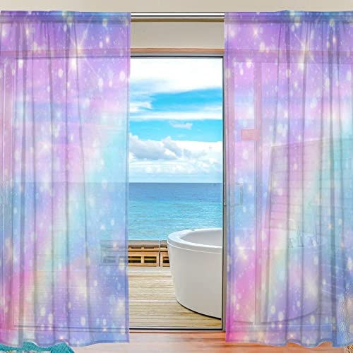 Arctic Residents Durchsichtiger Voile-Fenstervorhang, Galaxie, Fantasie, Pastell, Himmel, Regenbogen, halbdurchsichtig, Vorhänge für Schlafzimmer, Wohnzimmer, Büro, Küche, Vorhänge, Tür, 2 Paneele, von Arctic Residents