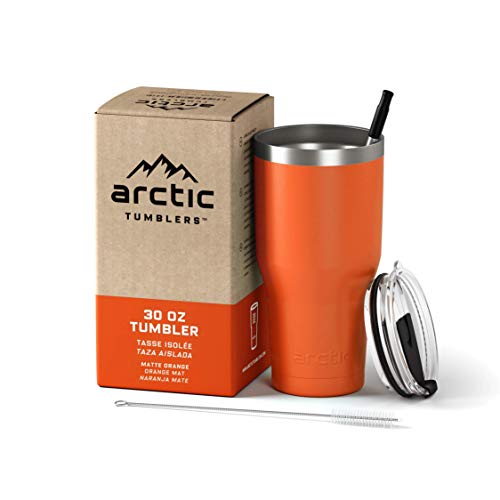 Arctic Tumblers Isolierbecher mit Strohhalm und Reiniger, hält die Temperatur bis zu 24 Stunden, auslaufsicher, doppelwandig, BPA-frei und langlebig von Arctic Tumblers