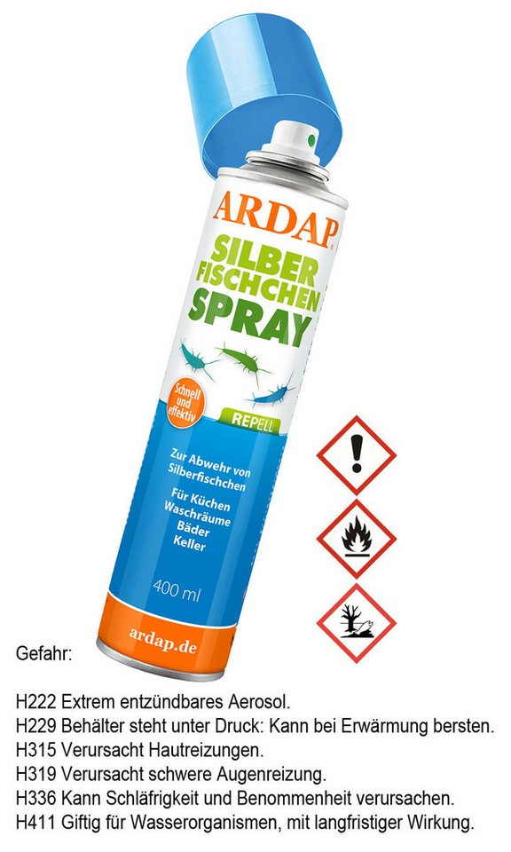 Ardap Insektenspray ARDAP Repell Silberfischchen Spray 400 ml von Ardap