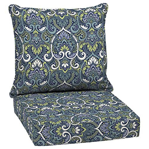 Arden Selections Outdoor Sitzkissen Set 24x24 Saphir Aurora Blau Damast von Arden Selections