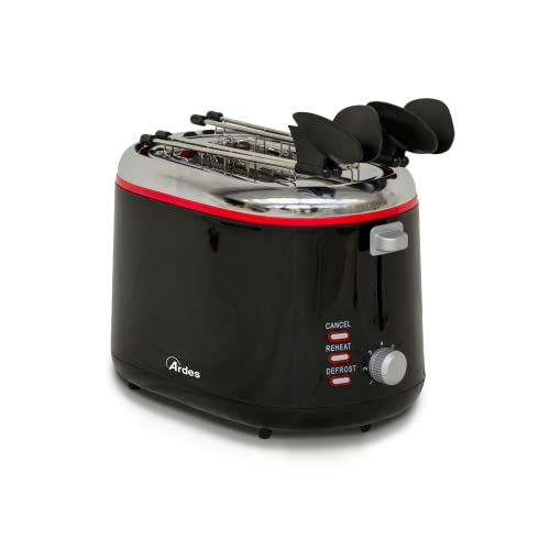 ARDES - AR1T25 Toaster mit Zangen für gefüllten Toast, 3 Garfunktionen und Timer, mit herausziehbaren Zangen, aus Edelstahl, herausnehmbare Krümelschublade und schwarze Kabelaufwicklung von Ardes