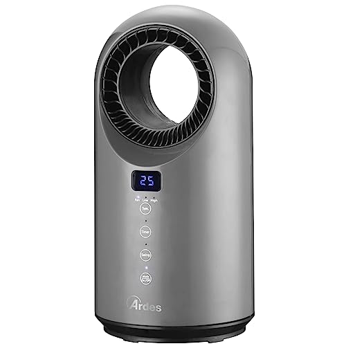 ARDES - AR4P04RG CYCLOP GREY Oszillierender flügelloser Keramik-Heizlüfter 1500 W - flügelloser Heizlüfter, programmierbarer 12-Stunden-Timer - leiser, intelligenter Heizlüfter mit LED-Touch-Display von Ardes