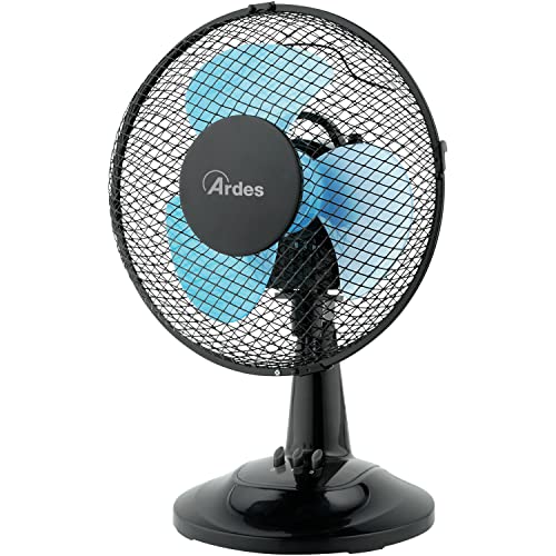 ARDES - AR5EA23B Leiser Tischventilator 3 FLÜGEL NEW EASY 23 - Ardes Ventilator ganz in Schwarz Oszillierend mit vertikaler Neigung und manueller Steuerung - Ardes Tischventilator 2 Geschwindigkeiten von Ardes
