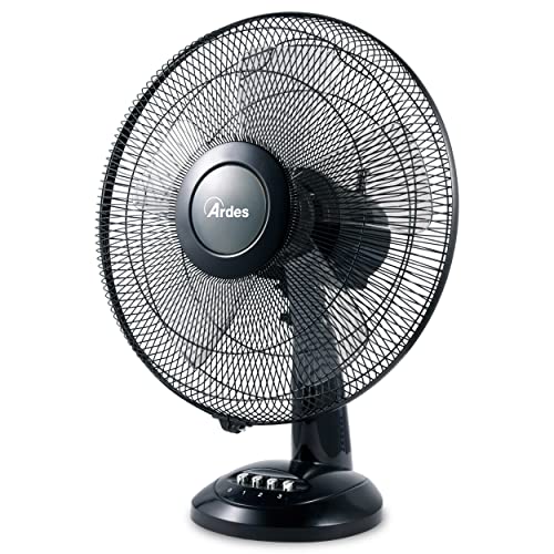 ARDES - Ardes-Tischventilator, 40 cm, 5 Flügel, oszillierend, Total Black, Ardes-Ventilator, 3 Geschwindigkeitsstufen, leise, Modell AR5S41 von Ardes