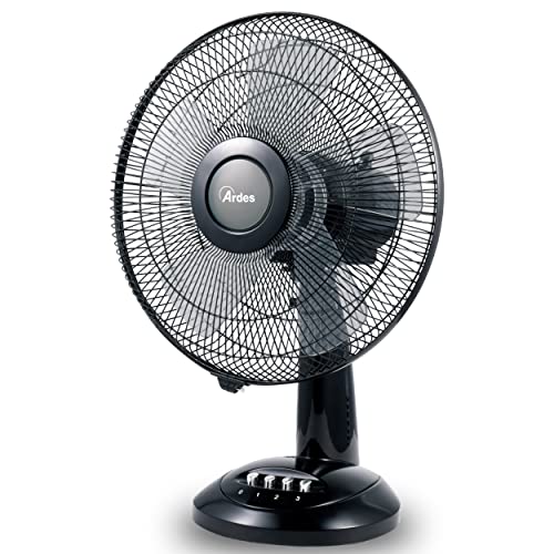 ARDES - Ardes-Tischventilator 30 cm Modell Penny, 5 Flügel, oszillierend, mit verstellbarem Neigungswinkel, Ardes-Ventilator, 3 Geschwindigkeitsstufen, leise, Modell Total Black AR5S31 von Ardes