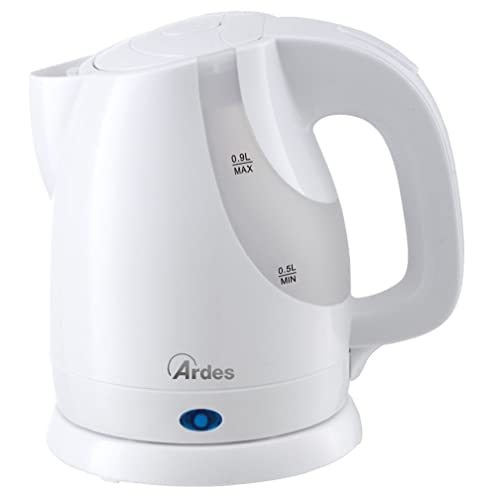 ARDES | AR1K36 Kabelloser elektrischer Wasserkocher 0,9 Liter Fassungsvermögen mit automatischer Abschaltung und 360°-Drehsockel für Wasser, Kräutertee und Tee, White von Ardes