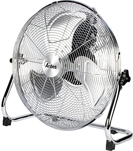 ARDES - AR5C40B 3-poliger geräuscharmer Bodenventilator BOXCHROME 40 - Chrom Bodenventilator mit vertikaler Neigung und manueller Steuerung - Ardes Kleiner 3-stufiger Bodenventilator von Ardes