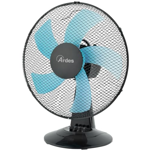 Ardes - AR5ST40N Tischventilator STEELO 40N 5 Flügel - Tischventilator 40 cm Oszillierend mit verstellbarer Neigung - Ventilator 3 Geschwindigkeiten leise, Schwarz von Ardes