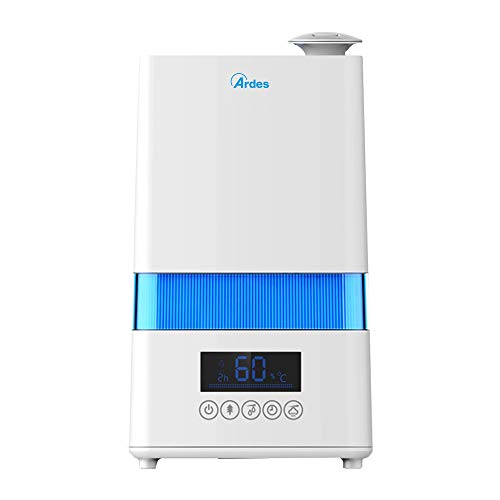 ARDES - AR8U20 Ionisierender Ultraschall-Luftbefeuchter NEBULO DIGITAL 30W, profess., leiser Luftbefeuchter m. Hygrometer, Fassungsverm. 4,5 Liter, 4 Dampfstufen, LED-Display, 12-Stunden-Timer, weiß von Ardes