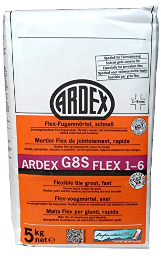 ARDEX G8S Flex-Fugenmörtel 1-6mm 5kg, Farbe "graubraun" schnell erhärtend und belastbar von Ardex