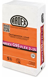 ARDEX G9S Flex-Fugenmörtel 2-15mm 5kg, Farbe "grau" schnell, speziell für Balkone und Terrassen von Ardex