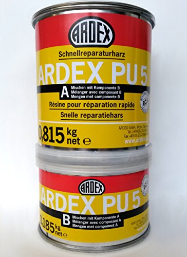 ARDEX PU 5 Schnellreparaturharz, 1kg - Innen und Außen. Zur kraftschlüssigen Verbindung von Rissen, Scheinfugen und Ausbrüchen. Als Klebstoff für Nagelleisten, Schienen und Profilen. von Ardex