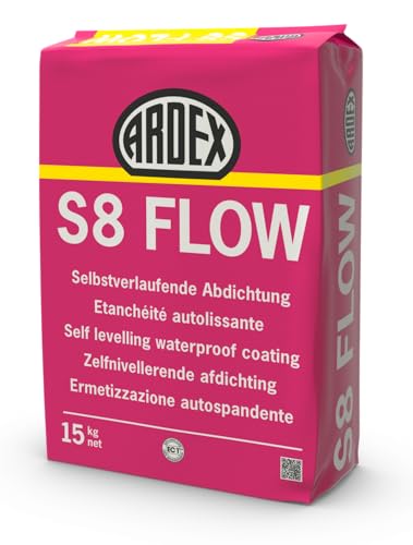 ARDEX S8 Flow, 15kg - selbstglättende Abdichtungsmasse unter Fliesen und Platten für Böden im Innenbereich, Außenbereich und in Schwimmbecken von Ardex