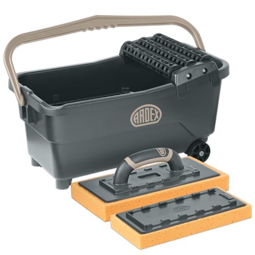 ARDEX Waschset Pro - Wascheimer mit Bodengitter inkl. 2x Waschschwämme + Clip-on-Griff von Ardex