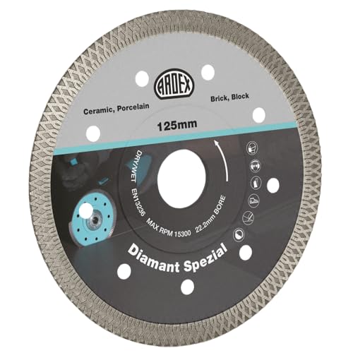 Ardex Diamant Trennscheibe Spezial 125 mm Professional Diamanttrennscheibe füür Stein, Beton, Keramik, Porzellan, Ziegel von Ardex