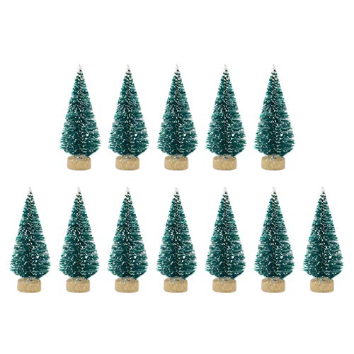 Ardorman 12 Stück Weihnachtsbaum Künstlich Klein Sisal Schnee Kiefern Bäume, Mini Desktop Weihnachtsbaum Deko Kleine Tannenbaum Christbaum - Mehrere Farben Erhältlich, 6,5cm Blaugrün von Ardorman