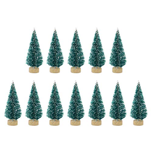 Ardorman 12 Stück Weihnachtsbaum Künstlich Klein Sisal Schnee Kiefern Bäume, Mini Desktop Weihnachtsbaum Deko Kleine Tannenbaum Christbaum - Mehrere Farben Erhältlich, 6,5cm Blaugrün von Ardorman