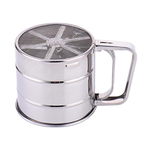 Ardorman Tasse für mehl puderzuckersieb handsieb Edelstahl, Küche puderzuckerstreuer einhand-mehlsieb feinmaschig Mit Griff zum Sieben von Zucker, halbautomatisch,Flour Sifter 9.8×15 cm von Ardorman