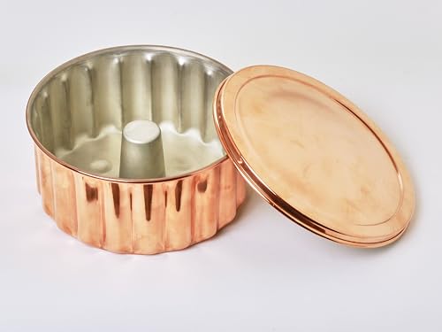 Kupfer Flan-Form mit Deckel – Handgefertigt – Ø18 cm – Innen verzinnt – Dichtschließender Deckel – Gleichmäßige Hitzeverteilung – Ideal für Wasserbad von Ardosia