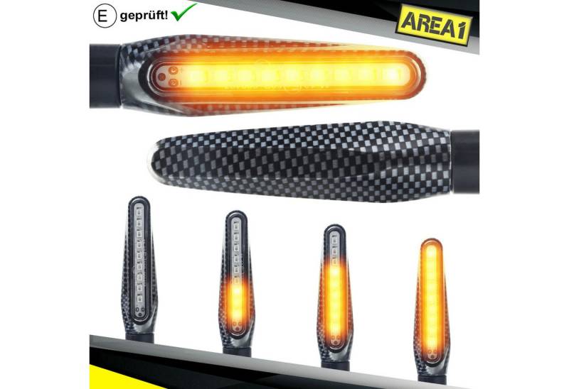Area1 Blinker Motorrad LED Blinker E-geprüft Set (2 Stück) M10 mit Lauflichteffekt von Area1