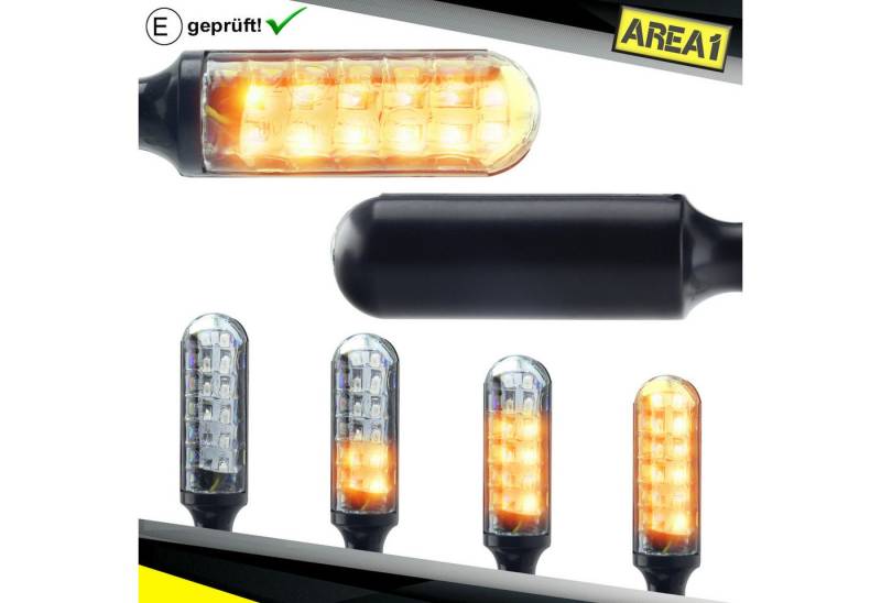 Area1 Blinker Motorrad LED Blinker E-geprüft Set (2 Stück) M8 mit Lauflichteffekt von Area1