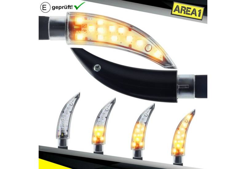 Area1 Blinker Motorrad LED Blinker E-geprüft Set (2 Stück) M8 mit Lauflichteffekt von Area1