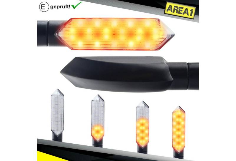 Area1 Blinker Motorrad LED Blinker E-geprüft Set (2 Stück) M8 mit Lauflichteffekt von Area1