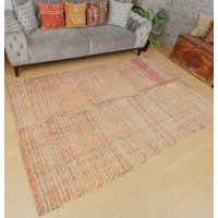 200x230cm Oranger Hanfteppich, Schlafzimmerteppich 160x220cm, Boho-Hanfteppich, 2201104417 von AreaRugStore