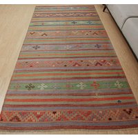 200x3000 Boho Regenbogen Kelim Teppich, Wohnzimmerteppich, 130x240 cm Handgeknüpfter Teppich 2208235791 von AreaRugStore
