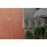 5'1" X 11'2" Pastell Orange Flacher Webteppich, Boho Vintage Überdyed Hanf Kelim Teppich, Oranger 2107162995 von AreaRugStore